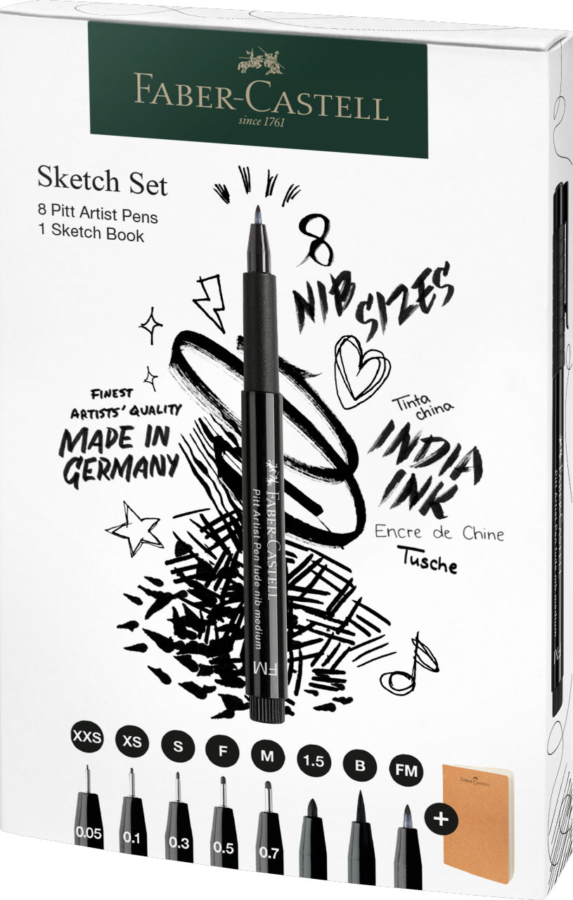 PITT ARTIST PEN SET SKETCHING 8 BUCATI + SKETCHBOOK FABER-CASTELL PITT ARTIST PEN SET SKETCHING 8 BUCATI + SKETCHBOOK FABER-CASTELL